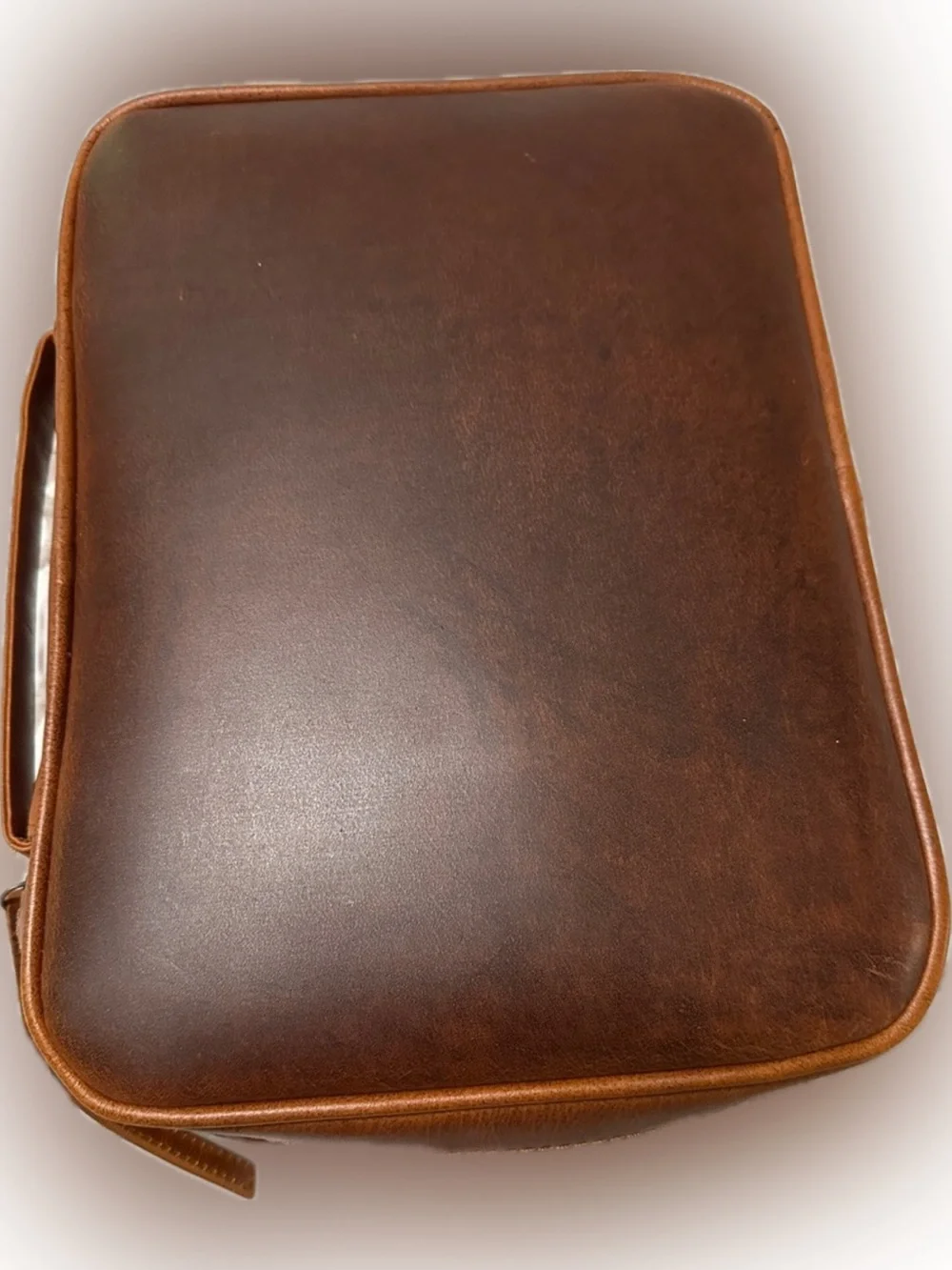 NWT Elizo Premium Full Grain Leather Bible Case Organizer Cognac Brown Floral